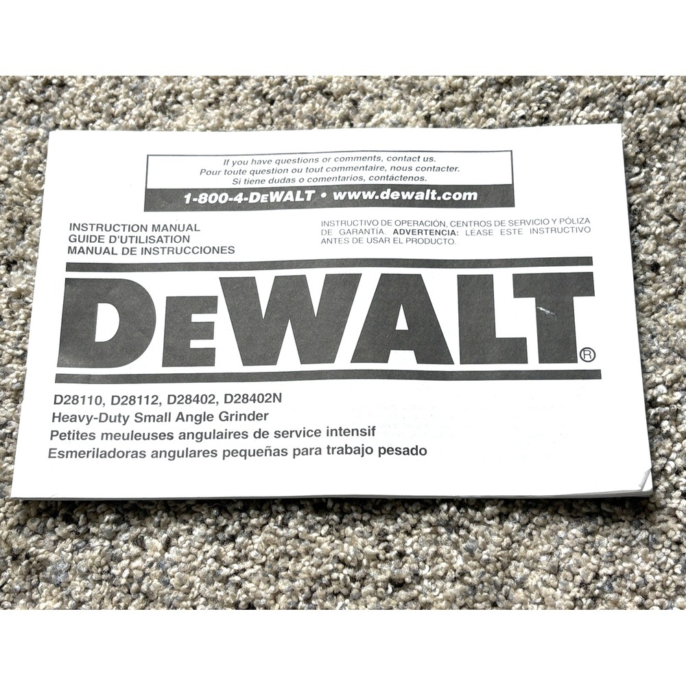 DEWALT HD small angle grinder instructional manual D28110